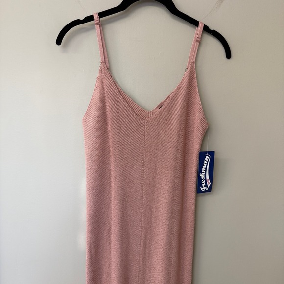 FRESHMAN 1996 Soft Pink Ribbed Knit Tank Dress Midi Sleeveless size Small 90s - Picture 3 of 10